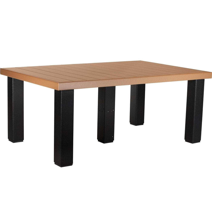 LuxCraft LuxCraft Recycled Plastic 4x6 Contemporary Table With Cup Holder Cedar On Black Tables P46CTCB