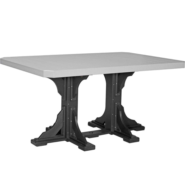 LuxCraft LuxCraft Recycled Plastic 4x6 Rectangular Table Dove Gray On Black / Bar Tables P46RTBDGB