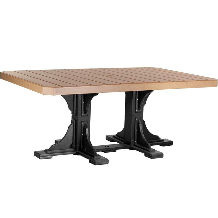 LuxCraft LuxCraft Recycled Plastic 4x6 Rectangular Table With Cup Holder Cedar On Black / Bar Tables P46RTBCB