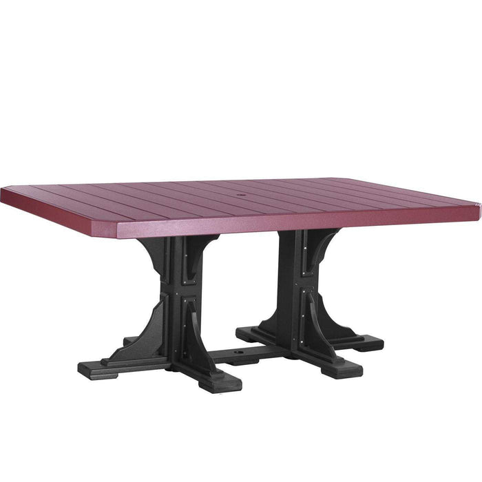 LuxCraft LuxCraft Recycled Plastic 4x6 Rectangular Table With Cup Holder Cherrywood On Black / Bar Tables P46RTBCWB
