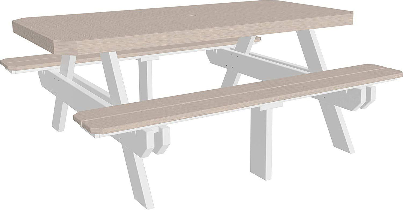 LuxCraft LuxCraft Recycled Plastic 6' Rectangular Picnic Table Birch On White Tables P6RPTBIW