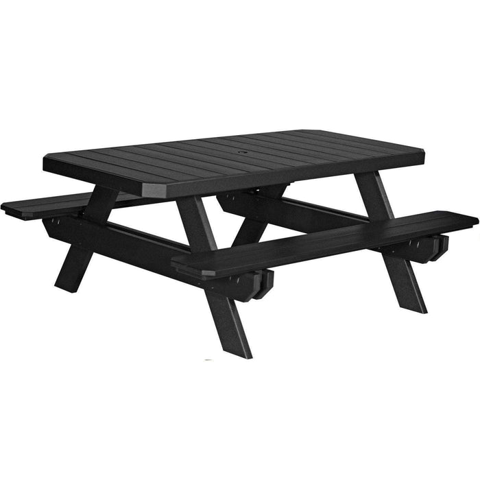 LuxCraft LuxCraft Recycled Plastic 6' Rectangular Picnic Table Black Tables P6RPTBK