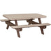 LuxCraft LuxCraft Recycled Plastic 6' Rectangular Picnic Table Weather Wood On Chestnut Brown Tables P6RPTWWCBR