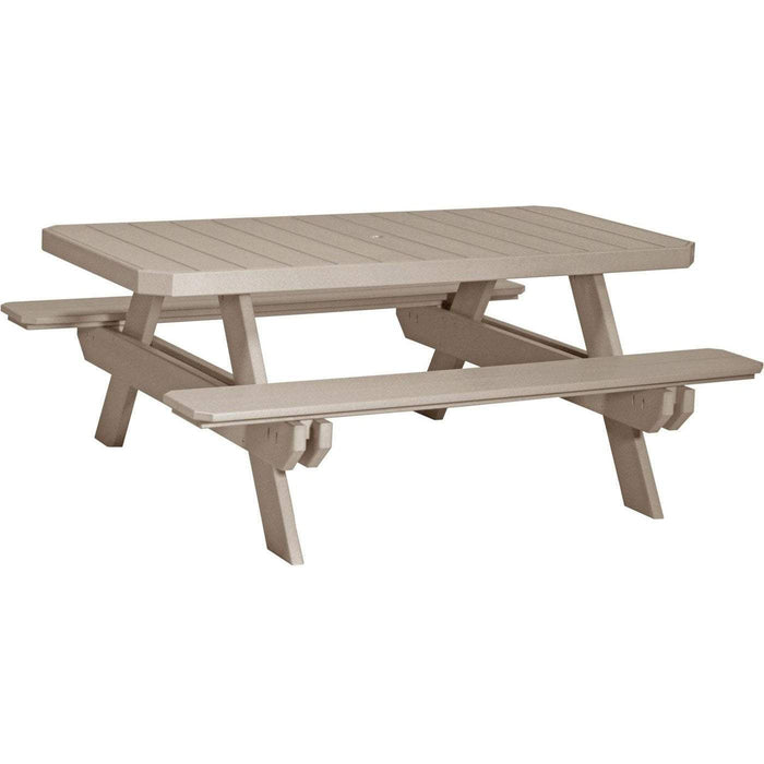 LuxCraft LuxCraft Recycled Plastic 6' Rectangular Picnic Table Weatherwood Tables P6RPTWW