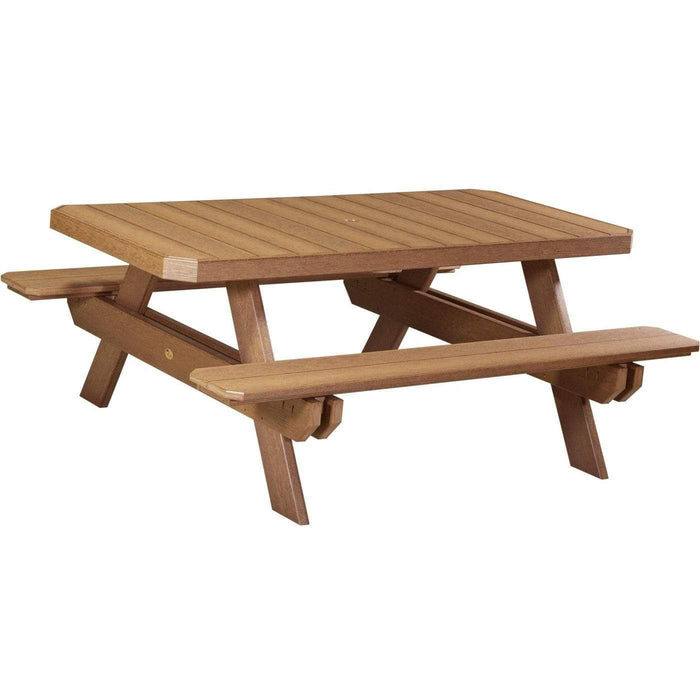 LuxCraft LuxCraft Recycled Plastic 6' Rectangular Picnic Table With Cup Holder Antique Mahogany Tables P6RPTAM