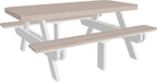 LuxCraft LuxCraft Recycled Plastic 6' Rectangular Picnic Table With Cup Holder Birch On White Tables P6RPTBIW