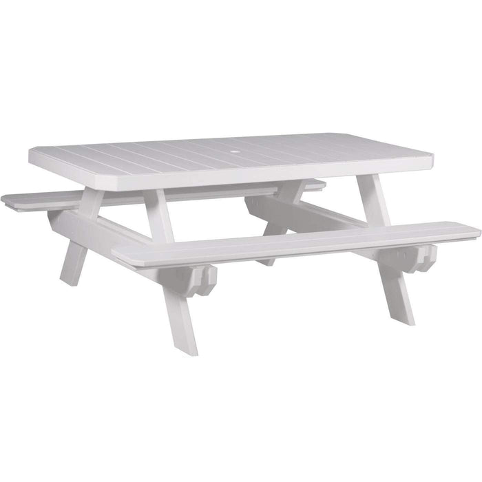 LuxCraft LuxCraft Recycled Plastic 6' Rectangular Picnic Table With Cup Holder White Tables P6RPTW