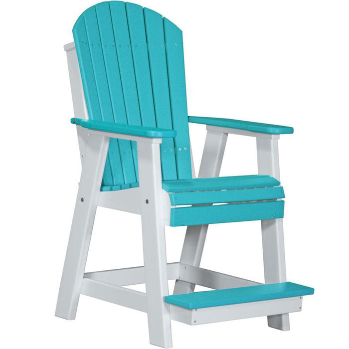 LuxCraft LuxCraft Recycled Plastic Adirondack Balcony Chair Aruba Blue On White Adirondack Chair PABCABW