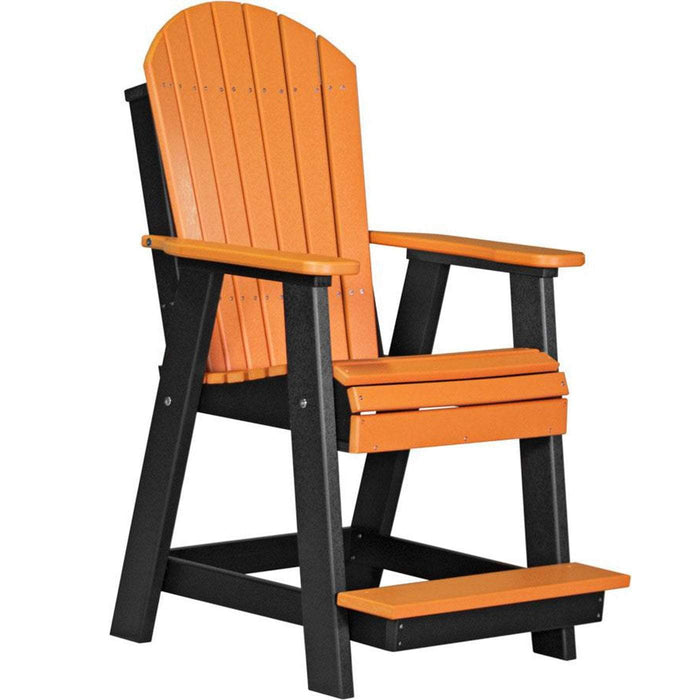 LuxCraft LuxCraft Recycled Plastic Adirondack Balcony Chair Tangerine On Black Adirondack Chair PABCTB