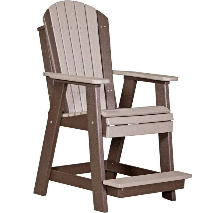 LuxCraft LuxCraft Recycled Plastic Adirondack Balcony Chair Weather Wood On Chestnut Brown Adirondack Chair PABCWWCBR