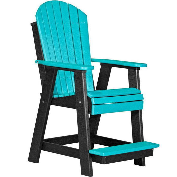 LuxCraft LuxCraft Recycled Plastic Adirondack Balcony Chair With Cup Holder Aruba Blue On Black Adirondack Chair PABCABB