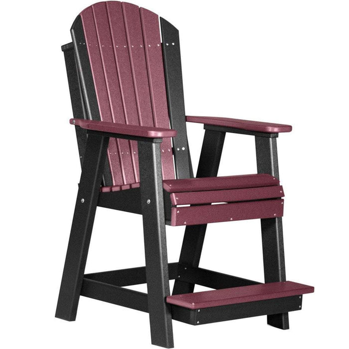 LuxCraft LuxCraft Recycled Plastic Adirondack Balcony Chair With Cup Holder Cherrywood On Black Adirondack Chair PABCCWB