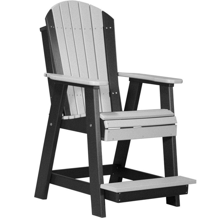 LuxCraft LuxCraft Recycled Plastic Adirondack Balcony Chair With Cup Holder Dove Gray On Black Adirondack Chair PABCDGB