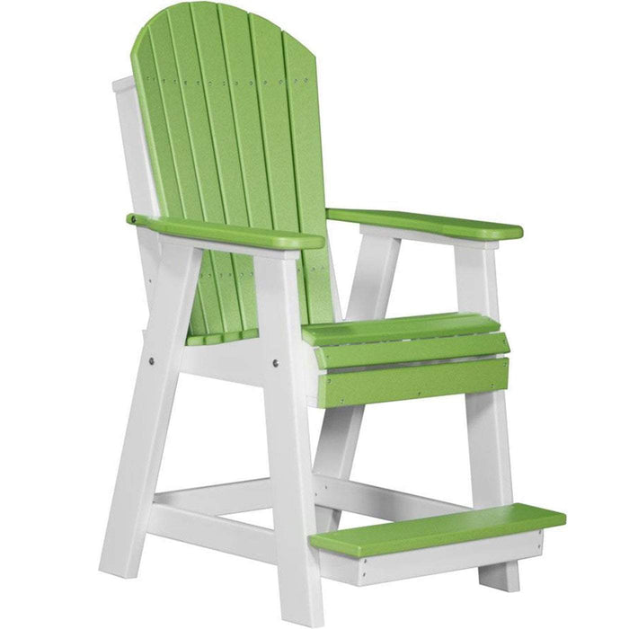 LuxCraft LuxCraft Recycled Plastic Adirondack Balcony Chair With Cup Holder Lime Green On White Adirondack Chair PABCLGW