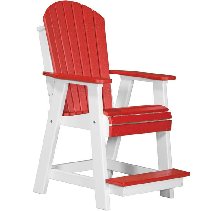 LuxCraft LuxCraft Recycled Plastic Adirondack Balcony Chair With Cup Holder Red On White Adirondack Chair PABCRW