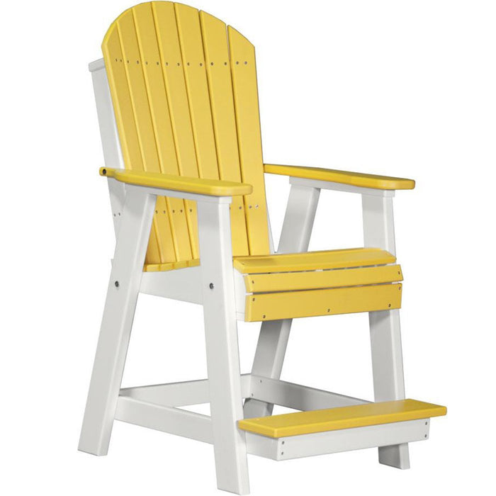 LuxCraft LuxCraft Recycled Plastic Adirondack Balcony Chair With Cup Holder Yellow On White Adirondack Chair PABCYW