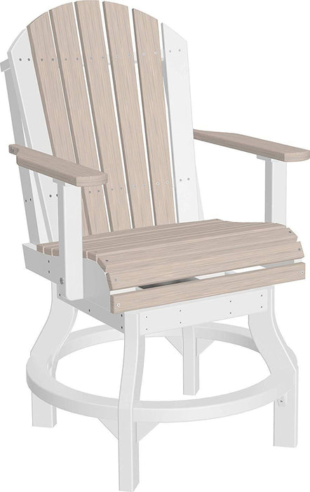 LuxCraft LuxCraft Recycled Plastic Adirondack Swivel Chair With Cup Holder Birch On White / Counter Chair Adirondack Chair PASCCBBIW