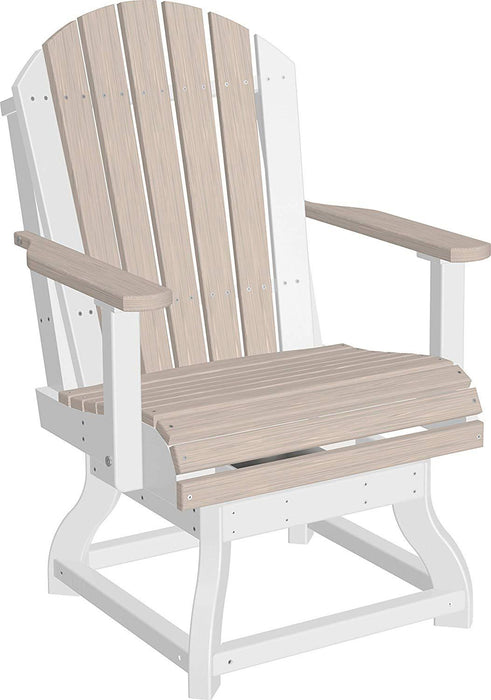 LuxCraft LuxCraft Recycled Plastic Adirondack Swivel Chair With Cup Holder Birch On White / Dinning Chair Adirondack Chair PASCDBIW-Dinning