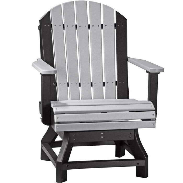 LuxCraft LuxCraft Recycled Plastic Adirondack Swivel Chair With Cup Holder Dove Gray On Black / Bar Chair Adirondack Chair PASCBDGB
