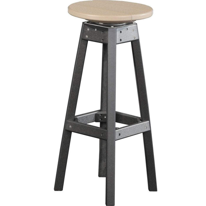 LuxCraft LuxCraft Recycled Plastic Bar Stool With Cup Holder Weatherwood On Black Stool PBSWWB