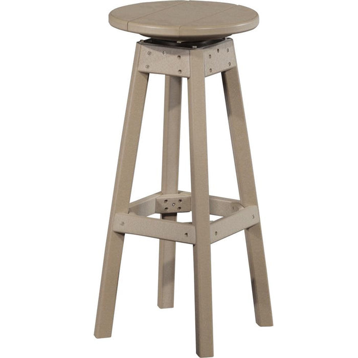 LuxCraft LuxCraft Recycled Plastic Bar Stool With Cup Holder Weatherwood Stool PBSWW