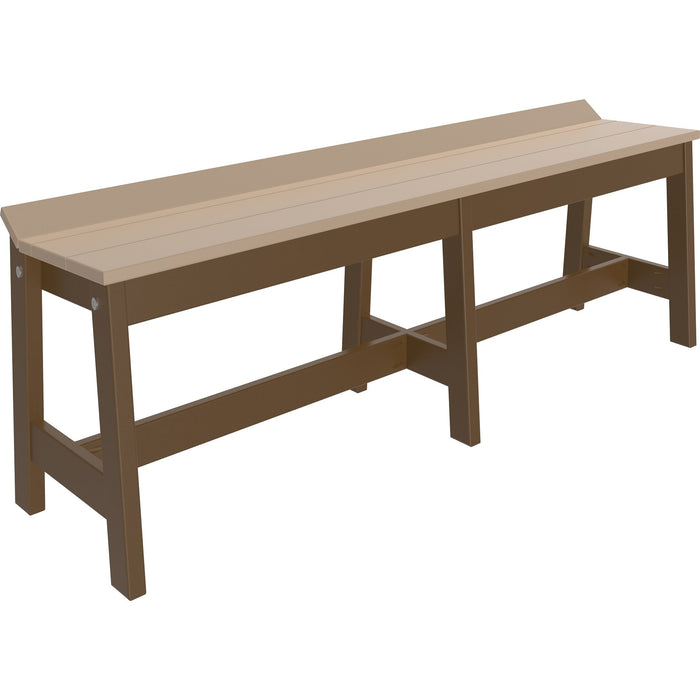 LuxCraft LuxCraft Recycled Plastic Cafe Dining Bench 72'' Cafe Dining Bench / Weatherwood & Chestnut Brown Dining Bench LUXCDB72BWWCB