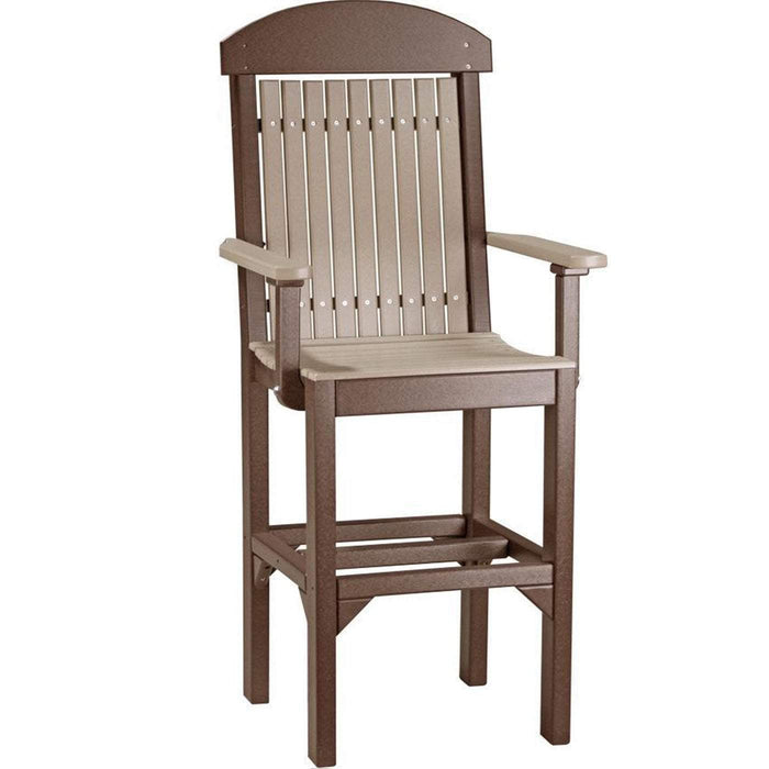 LuxCraft LuxCraft Recycled Plastic Captain Chair With Cup Holder Weather Wood On Chestnut Brown / Bar Chair Chair PCCBWWCBR
