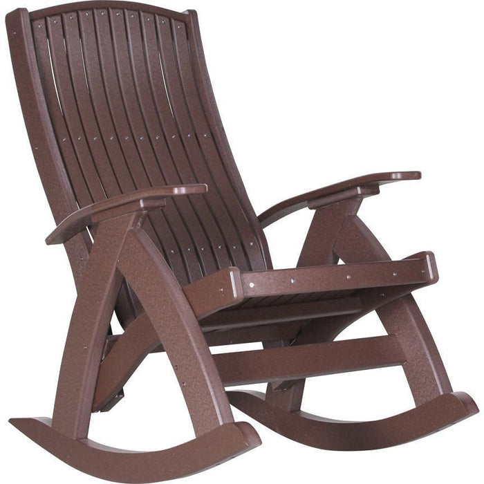LuxCraft LuxCraft Recycled Plastic Comfort Porch Rocking Chair With Cup Holder Chestnut Brown Rocking Chair PCRCBR