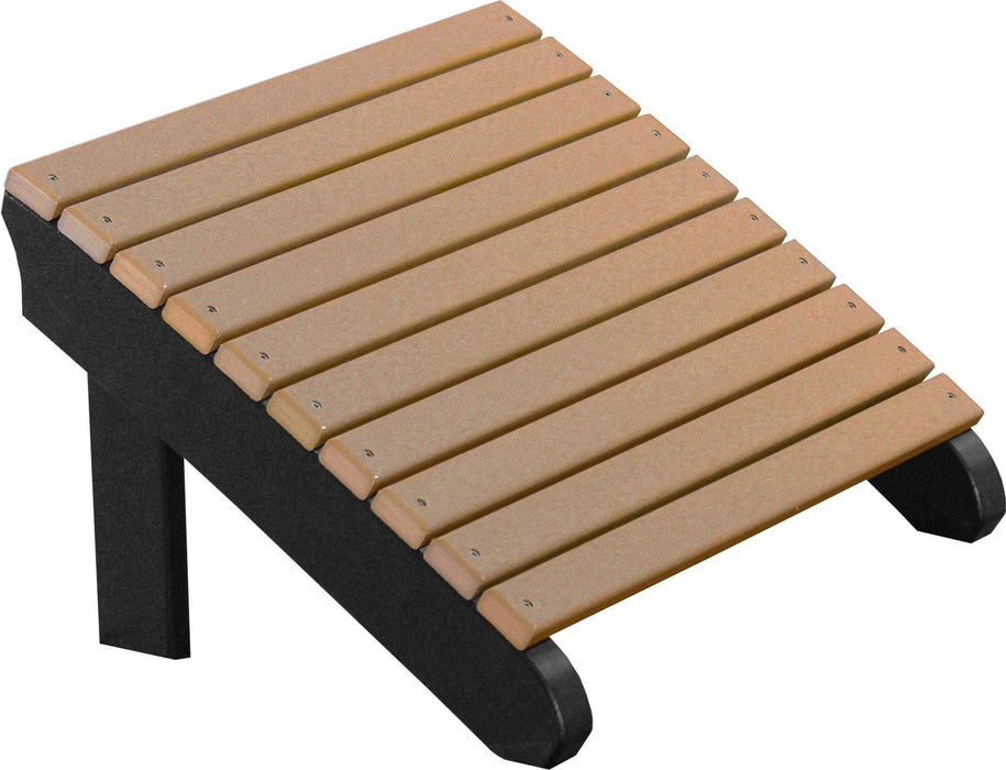 LuxCraft LuxCraft Recycled Plastic Deluxe Adirondack Footrest Cedar On Black Adirondack Deck Chair PDAFCB