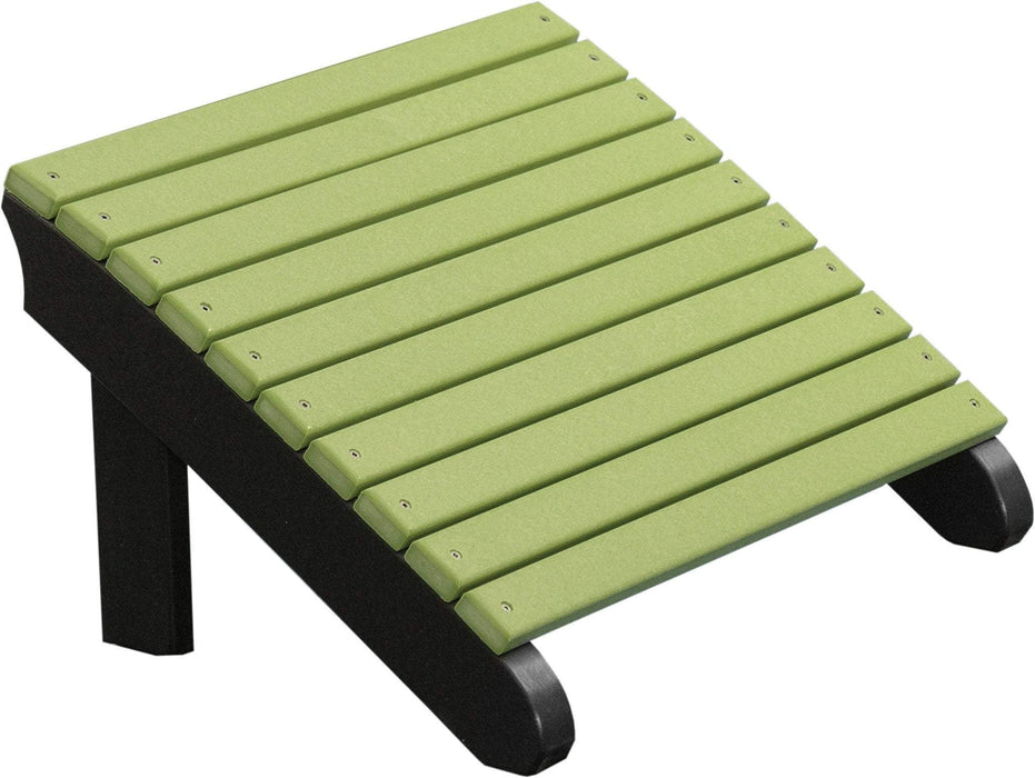 LuxCraft LuxCraft Recycled Plastic Deluxe Adirondack Footrest Lime Green On Black Adirondack Deck Chair PDAFLGB