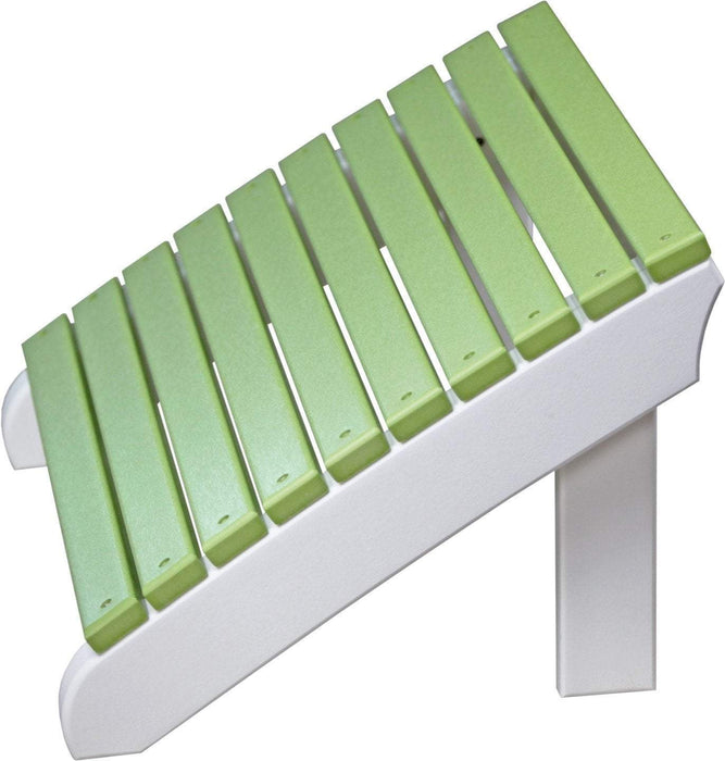 LuxCraft LuxCraft Recycled Plastic Deluxe Adirondack Footrest Lime Green On White Adirondack Deck Chair PDAFLGW