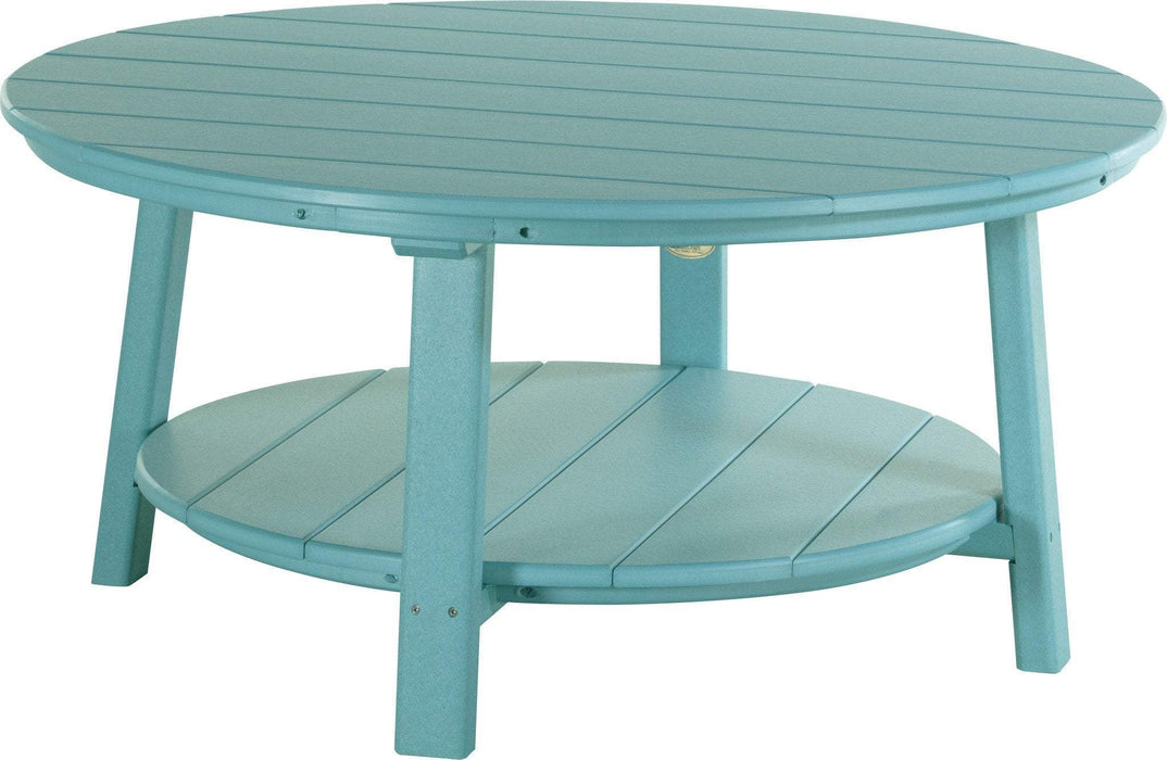 LuxCraft LuxCraft Recycled Plastic Deluxe Conversation Table With Cup Holder Aruba Blue Conversation Table PDCTAB