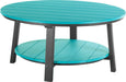 LuxCraft LuxCraft Recycled Plastic Deluxe Conversation Table With Cup Holder Aruba Blue on Black Conversation Table PDCTABB