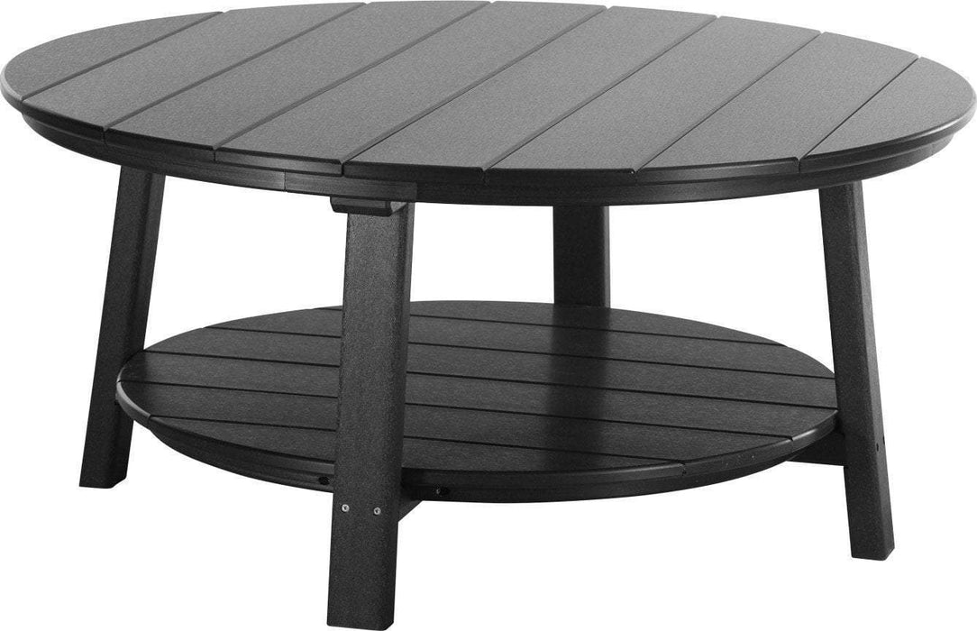 LuxCraft LuxCraft Recycled Plastic Deluxe Conversation Table With Cup Holder Black Conversation Table PDCTBK