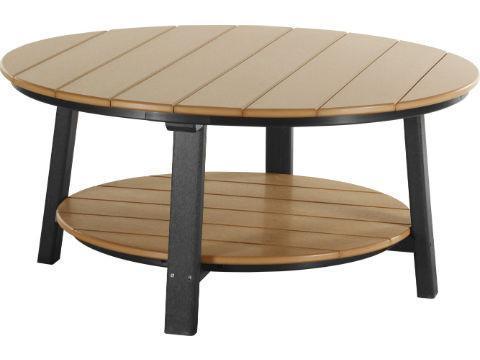 LuxCraft LuxCraft Recycled Plastic Deluxe Conversation Table With Cup Holder Cedar on Black Conversation Table PDCTCB