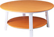 LuxCraft LuxCraft Recycled Plastic Deluxe Conversation Table With Cup Holder Tangerine on White Conversation Table PDCTTW