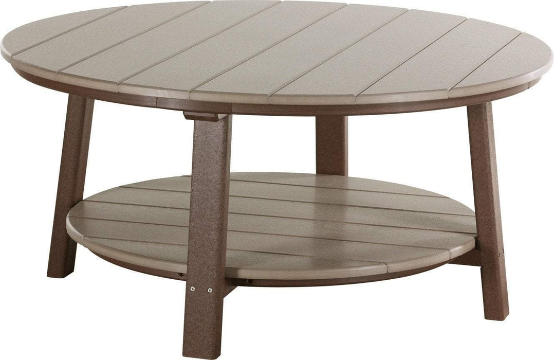 LuxCraft LuxCraft Recycled Plastic Deluxe Conversation Table With Cup Holder Weather Wood on Chestnut Brown Conversation Table PDCTWWCBR