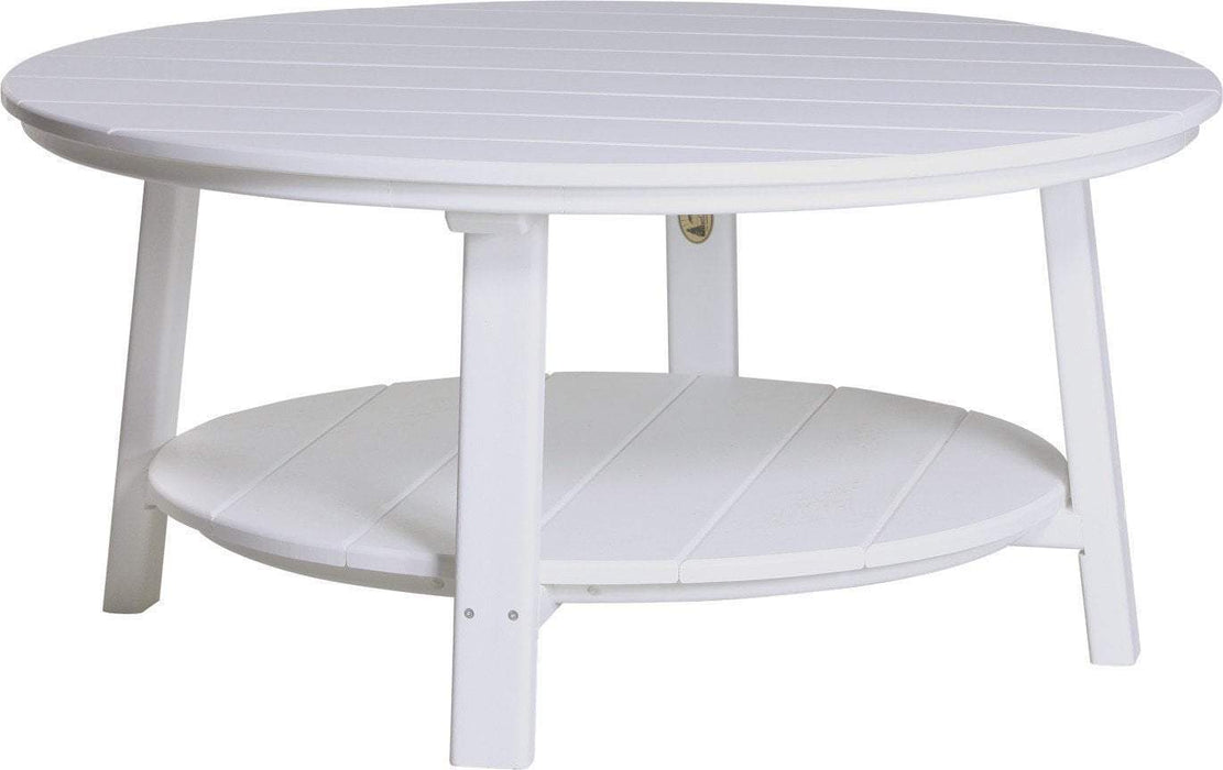 LuxCraft LuxCraft Recycled Plastic Deluxe Conversation Table With Cup Holder White Conversation Table PDCTW