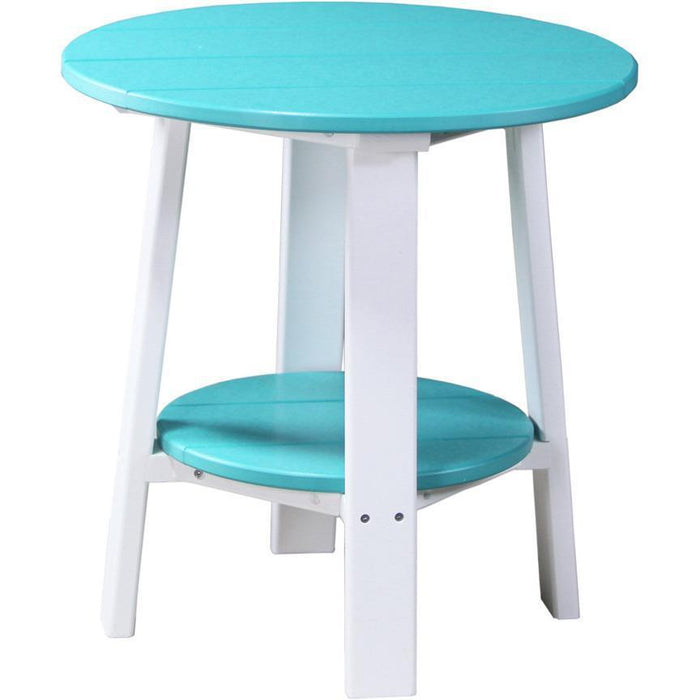 LuxCraft LuxCraft Recycled Plastic Deluxe End Table Aruba Blue On White End Table PDETABW
