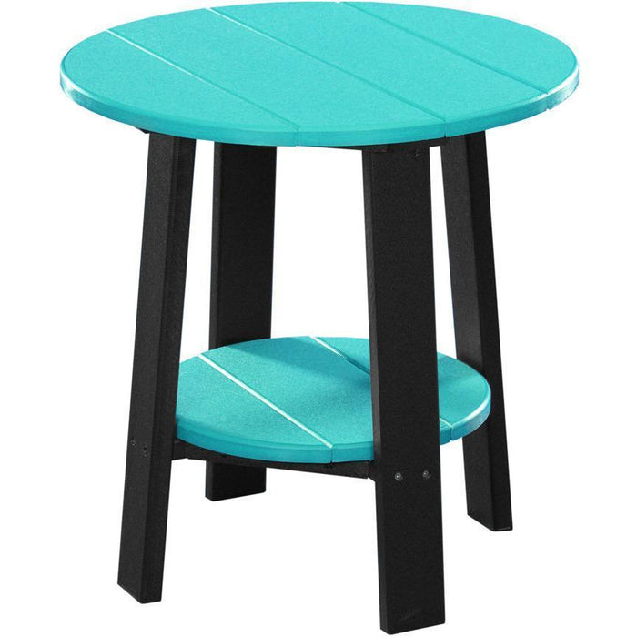 LuxCraft LuxCraft Recycled Plastic Deluxe End Table With Cup Holder Aruba Blue On Black End Table PDETABB