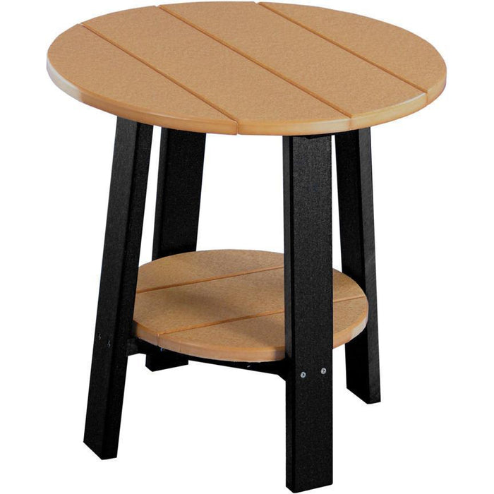 LuxCraft LuxCraft Recycled Plastic Deluxe End Table With Cup Holder Cedar On Black End Table PDETCB