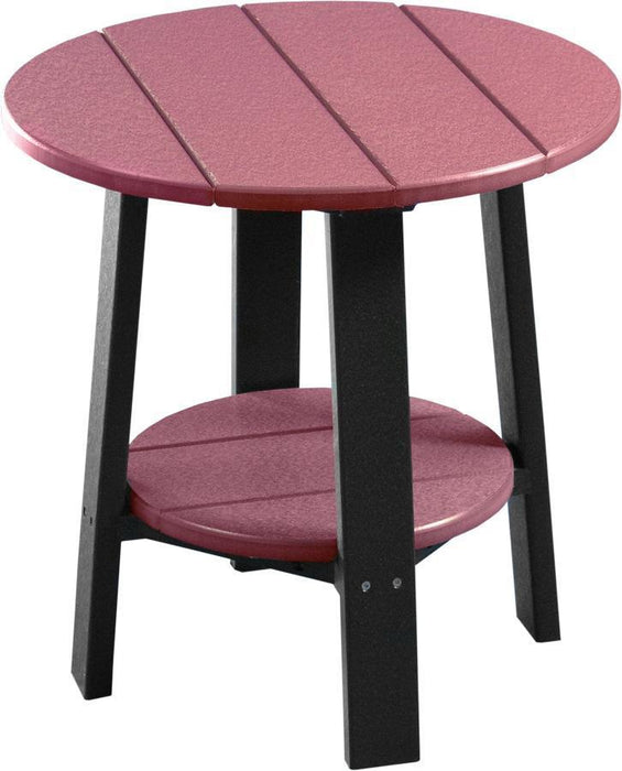 LuxCraft LuxCraft Recycled Plastic Deluxe End Table With Cup Holder Cherrywood on Black End Table PDETCWB