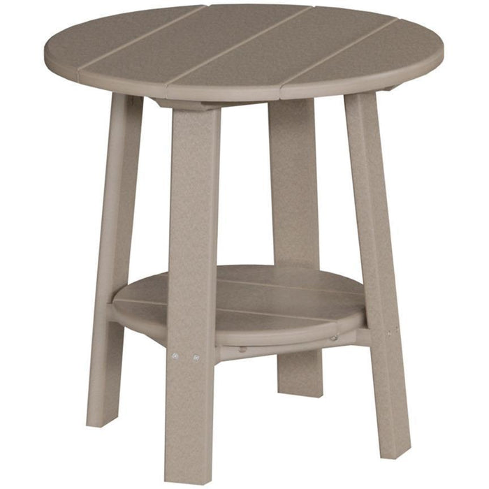 LuxCraft LuxCraft Recycled Plastic Deluxe End Table With Cup Holder Weatherwood End Table PDETWW