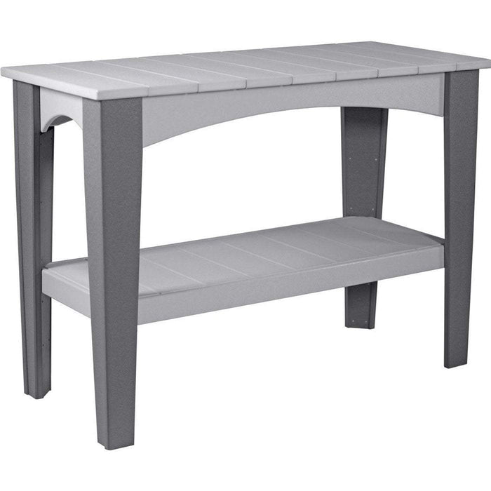 LuxCraft LuxCraft Recycled Plastic Island Buffet Table With Cup Holder Dove Gray On Slate Tables IBTDGS