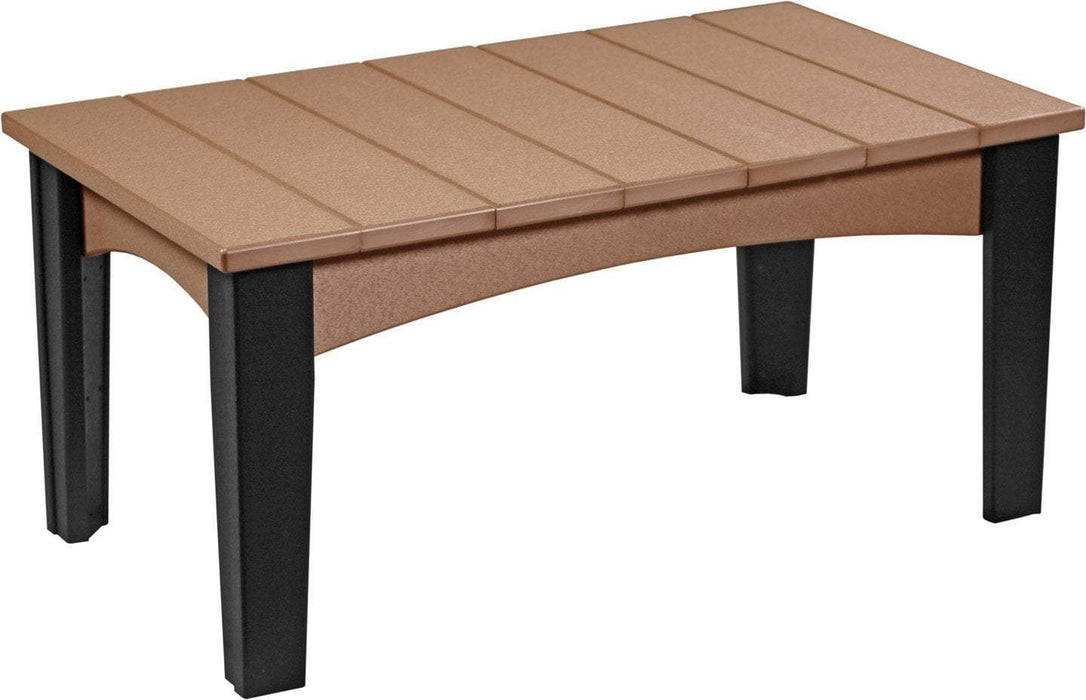 LuxCraft LuxCraft Recycled Plastic Island Coffee Table With Cup Holder Cedar on Black Accessories ICTCB