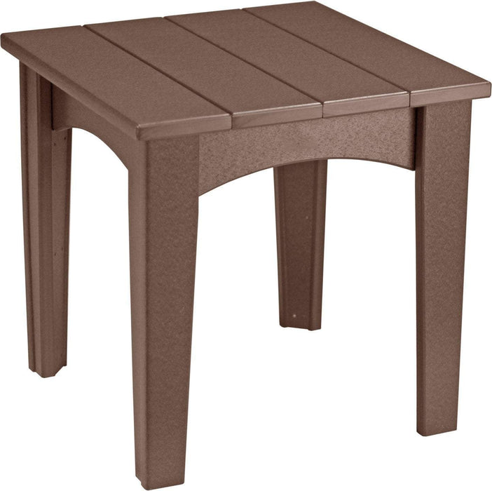 LuxCraft LuxCraft Recycled Plastic Island End Table With Cup Holder Chestnut Brown Accessories IETCBR