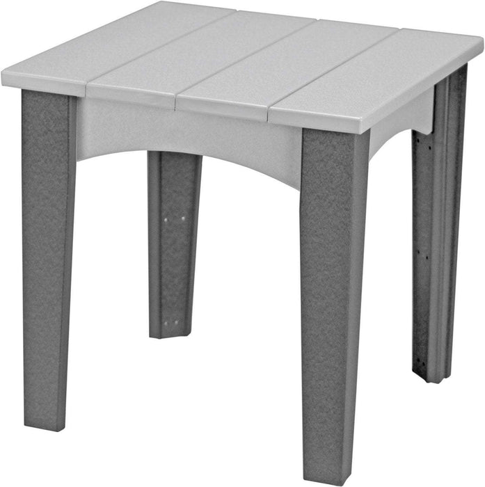 LuxCraft LuxCraft Recycled Plastic Island End Table With Cup Holder Dove Gray on Slate Accessories IETDGS