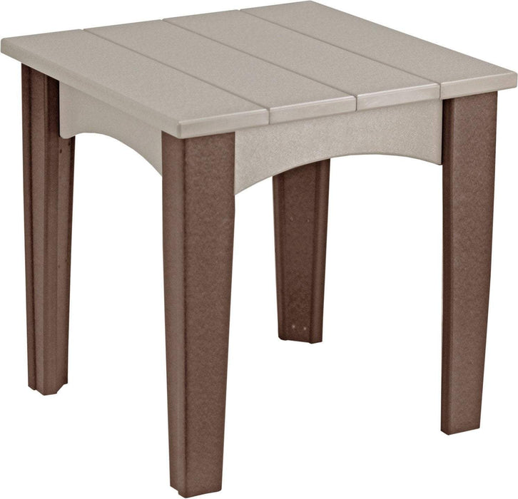LuxCraft LuxCraft Recycled Plastic Island End Table With Cup Holder Weather Wood on Chestnut Brown Accessories IETWWCBR