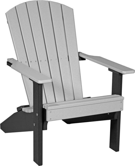 LuxCraft LuxCraft Recycled Plastic Lakeside Adirondack Chair Dove Gray on Black Adirondack Deck Chair LACDGB