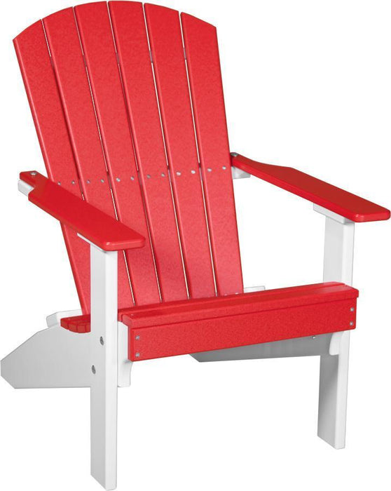 LuxCraft LuxCraft Recycled Plastic Lakeside Adirondack Chair Red on White Adirondack Deck Chair LACRW